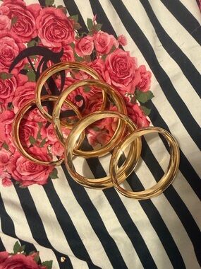 Gold Tone Stackable Bangle Bracelet Set - Women Jewelry